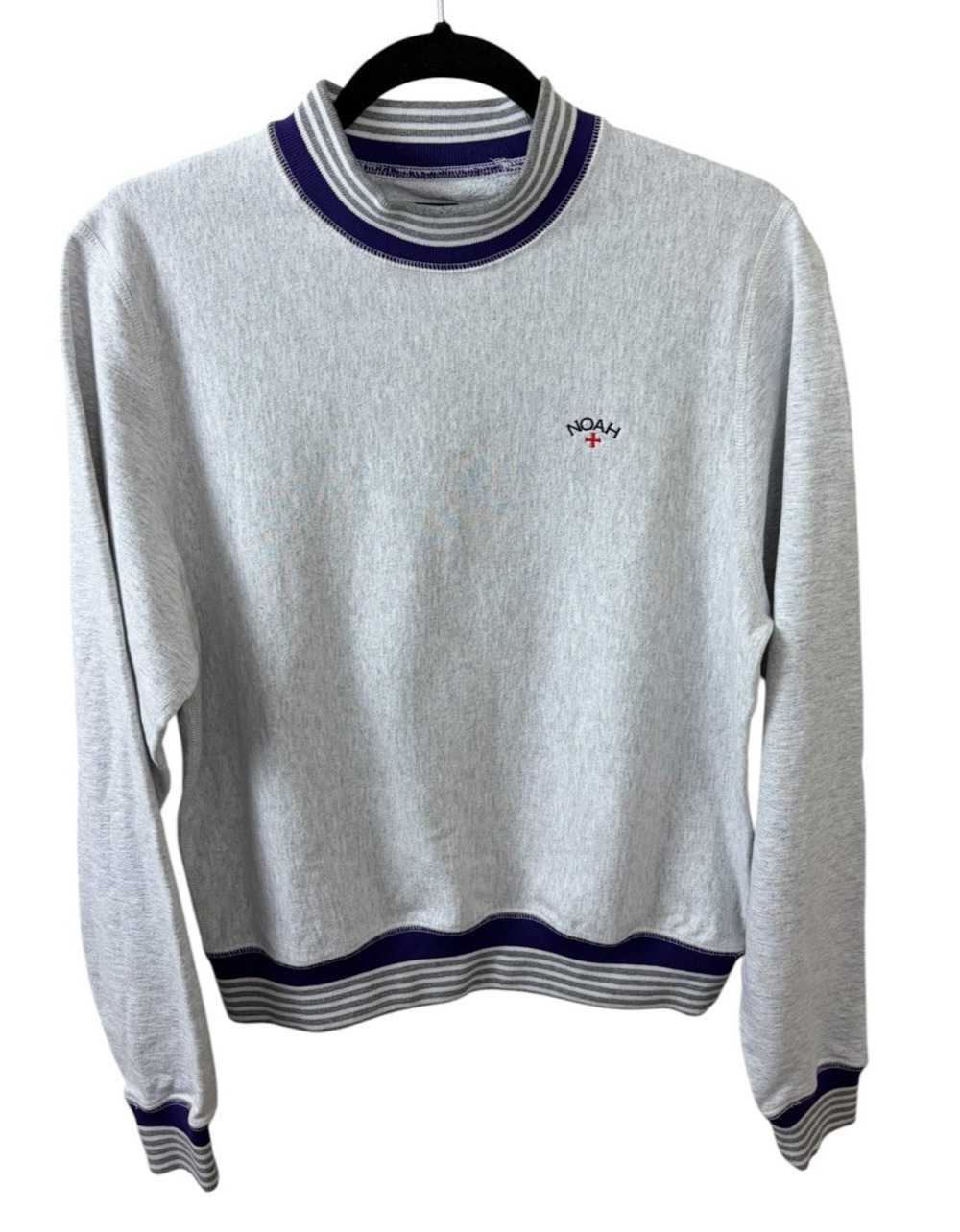 Noah NY NEW Striped Rib Crewneck Sweatshirt Ash Heather Grey Dover Street XS